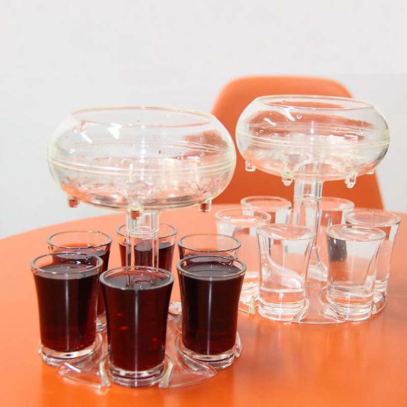 6 Shot Glass Dispenser And Holder Automatic Diversion Pourer(Transparent)