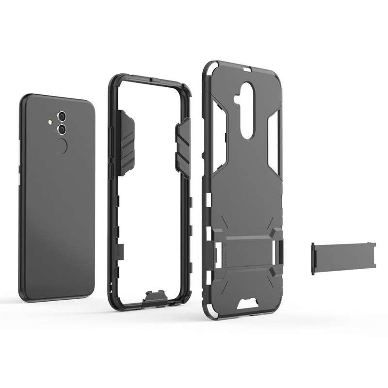 Shockproof PC + TPU Case for Huawei Mate 20 Lite, with Holder(Black)