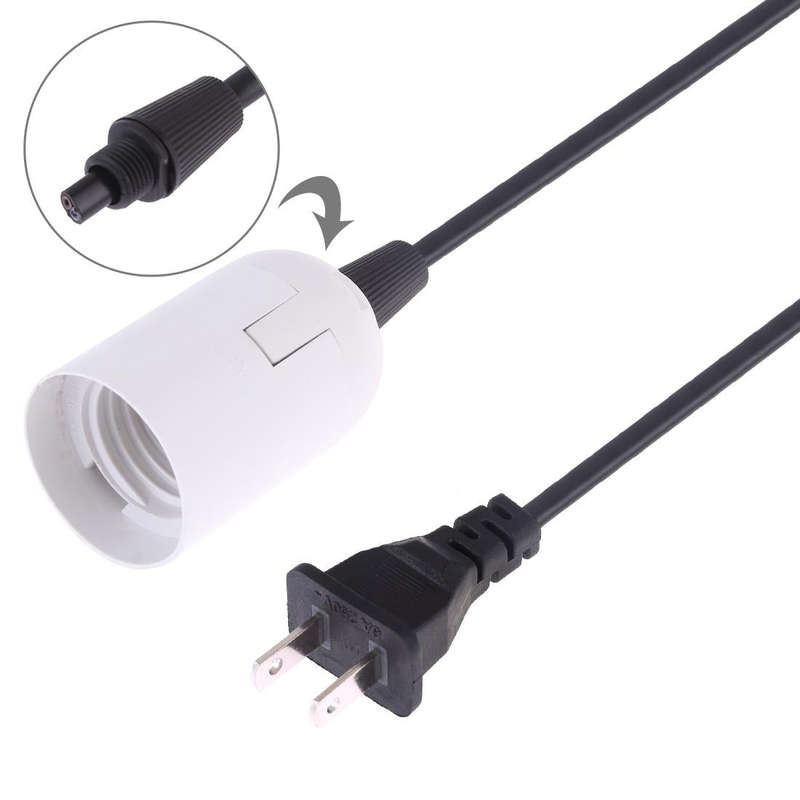 E27 Wire Cap Lamp Holder Chandelier Power Socket with 1.5m Extension Cable, US Plug(White)