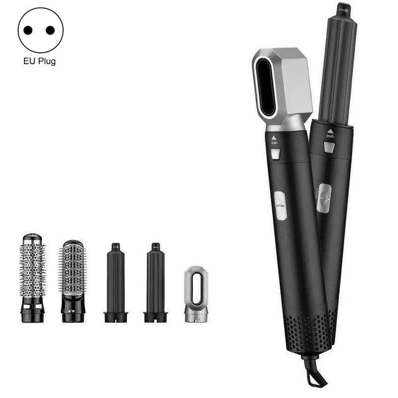 5-in-1 Hot-air Comb Automatic Straightening Dual-purpose Hair Dryer Black(EU Plug)