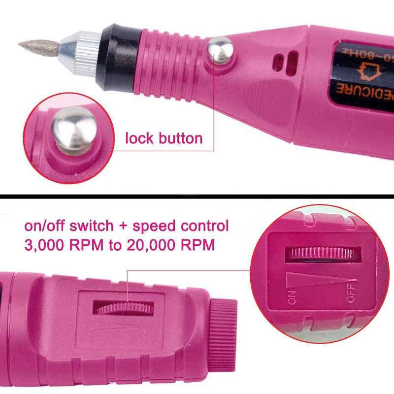 Mini Nail Machine, Variable Speed Rotary Detail Carver(Red)