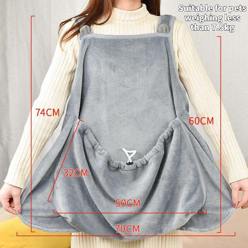 Cat Hug Apron Fleece Carriers Bags Anti-sticky Fur Hold Cats Pocket(Gray)