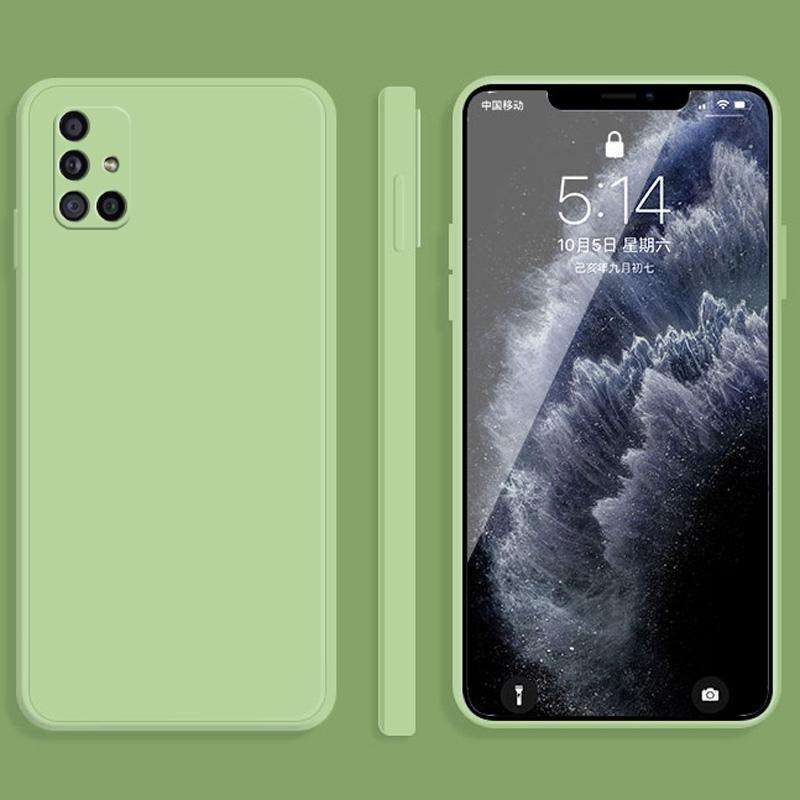 For Samsung Galaxy A71 Solid Color Imitation Liquid Silicone Straight Edge Dropproof Full Coverag...
