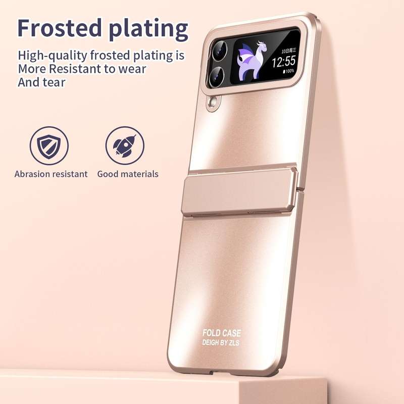 For Samsung Galaxy Z Flip4 5G Electroplating All-inclusive Phone Case with Hinge(Pink)