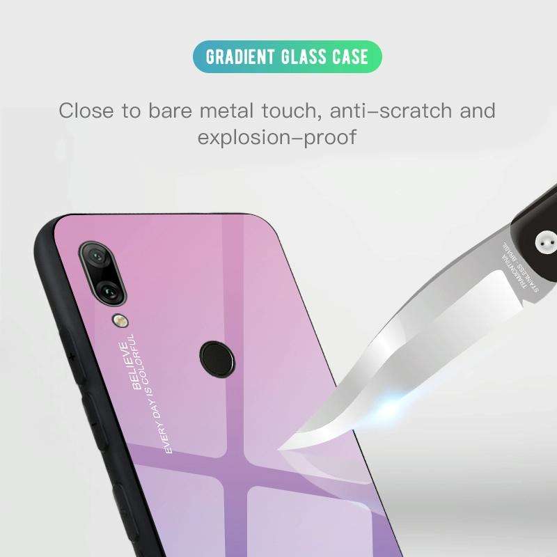 For Huawei Y7 (2019) / / Y7 Prime (2019) Gradient Color Glass Case(Red)