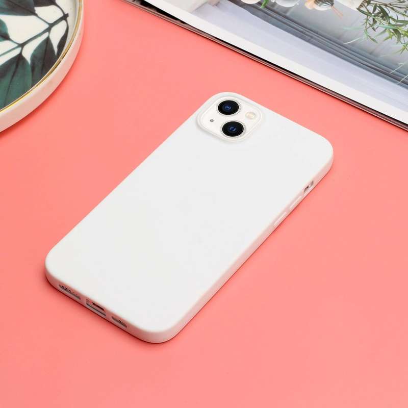For iPhone 14 Solid Color Frosted Silicone Phone Case(White)