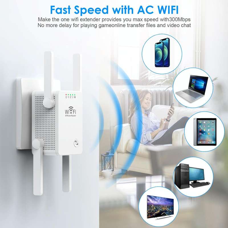 U8 300Mbps Wireless WiFi Repeater Extender Router Wi-Fi Signal Amplifier WiFi Booster(EU Plug)