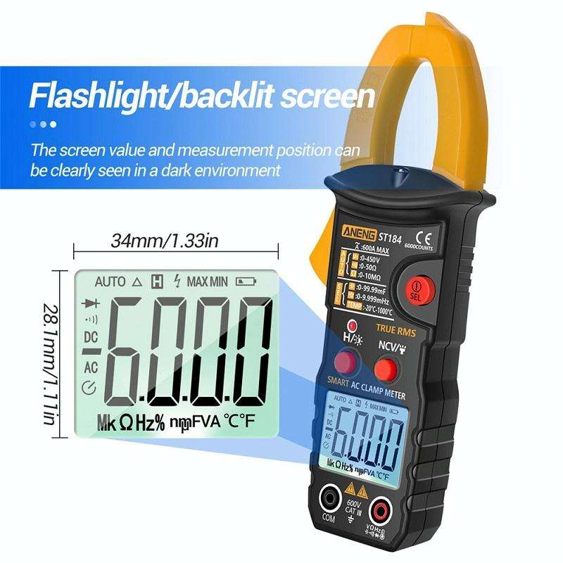 ANENG ST184 Automatically Identify Clamp-On Smart Digital Multimeter(Red)