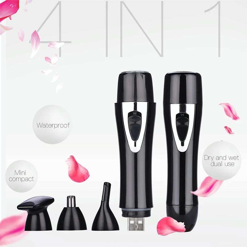 2 in 1 Lady Shaving Hair Removal Device Electric Mini Shaving Nose Hair Remover(Pink)