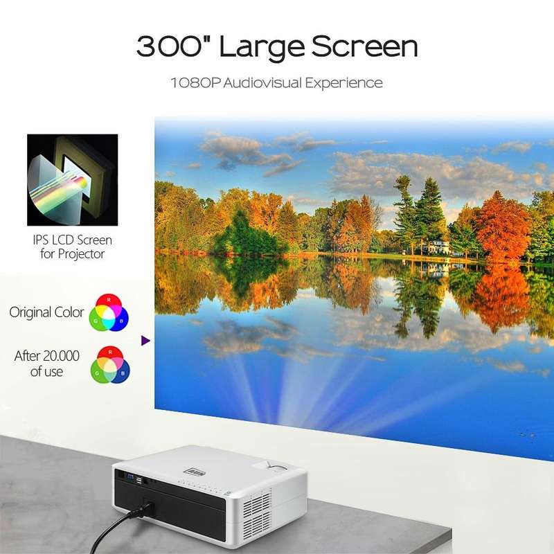 AUN AKEY6 5.8 inch 5500 Lumens 1920x1080P Portable HD LED Projector with Remote Control, Support ...