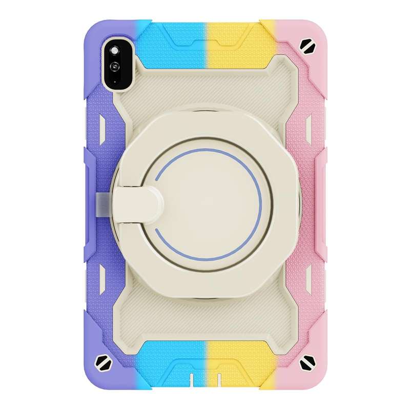 For Huawei MatePad 10.4 Armor Contrast Color Silicone + PC Tablet Case(Colorful Pink)