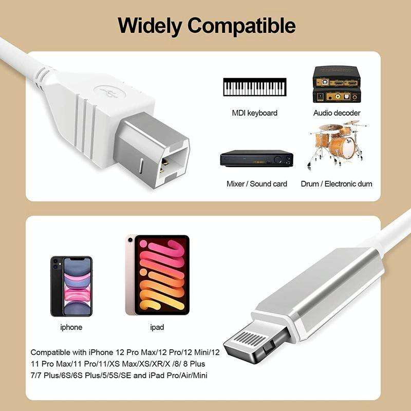 1m 8 Pin to USB + MIDI Electronic Music Instrument & OTG & Charging Multifunctional Cable Compati...