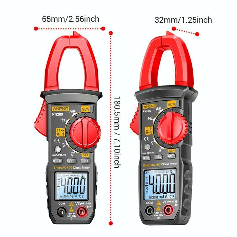 ANENG PN200 AC/DC Measurement High Precision Multifunctional Clamp Meter(Red)