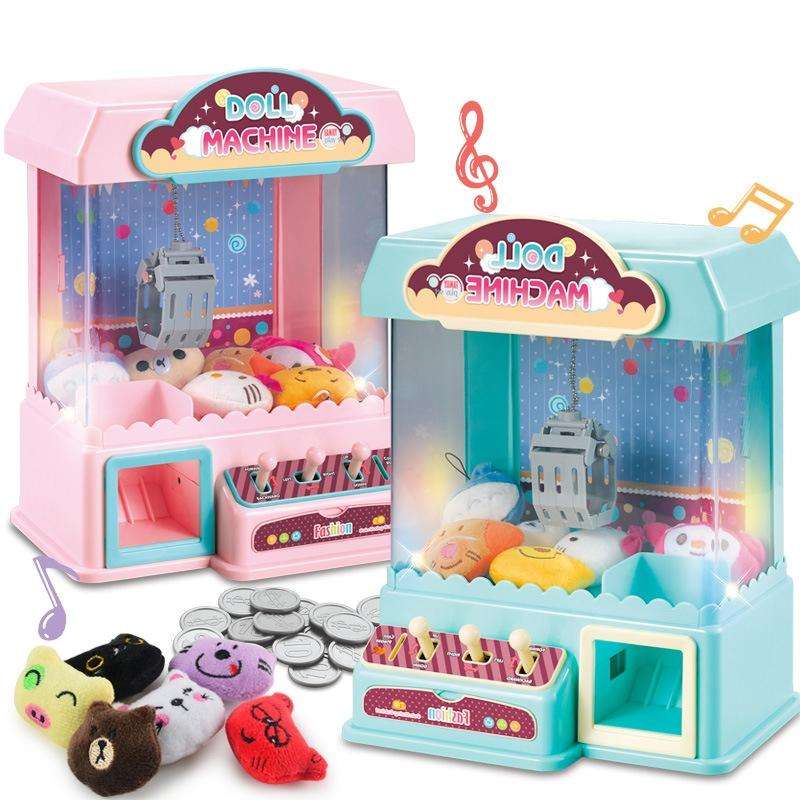 Children Household Claw Machine Toy Electric Light Music Clip Doll Catching Game Machine(Blue)