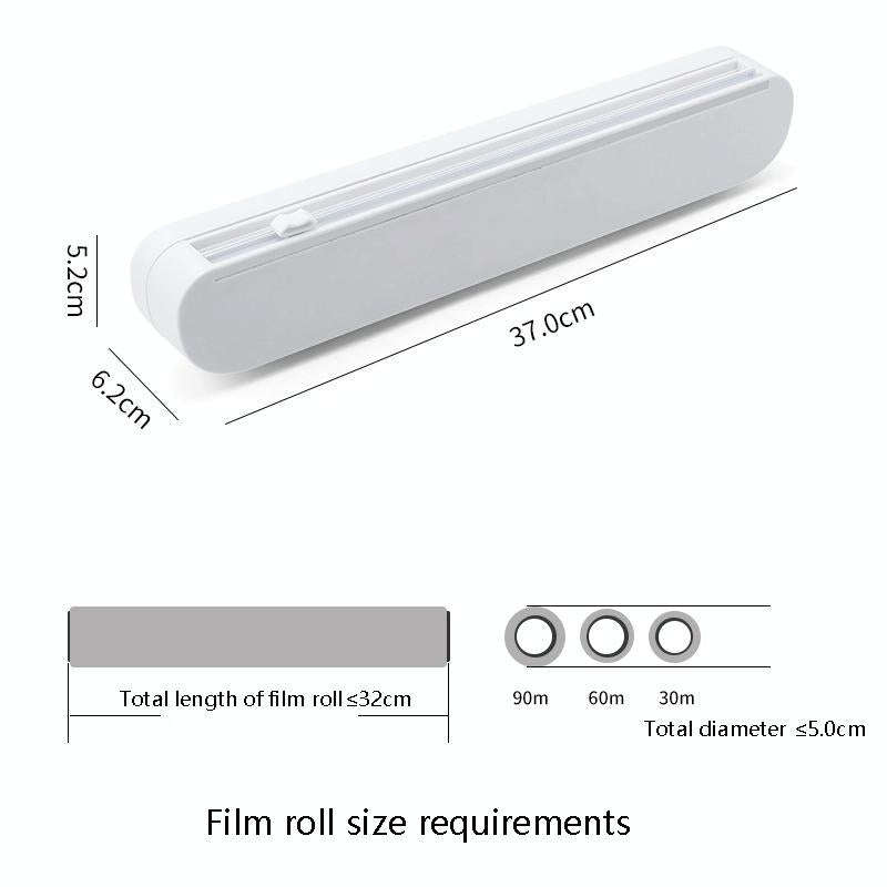 Suction Cup Type Cling Film Cutter Household Plastic Wrap Adjustable Storage Cutting Box(White)