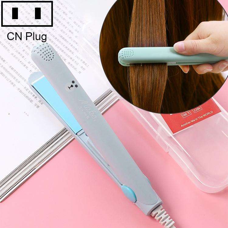 Mini Professional Hair Tools Smoothing Corrugated Travel Straightening Irons(Light Blue Bear)