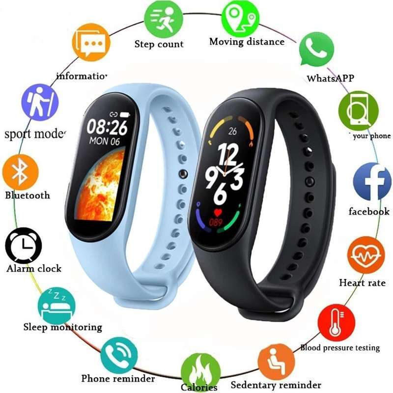 M7 0.96 inch Color Screen Smart Watch,Support Heart Rate Monitoring/Blood Pressure Monitoring(Pink)