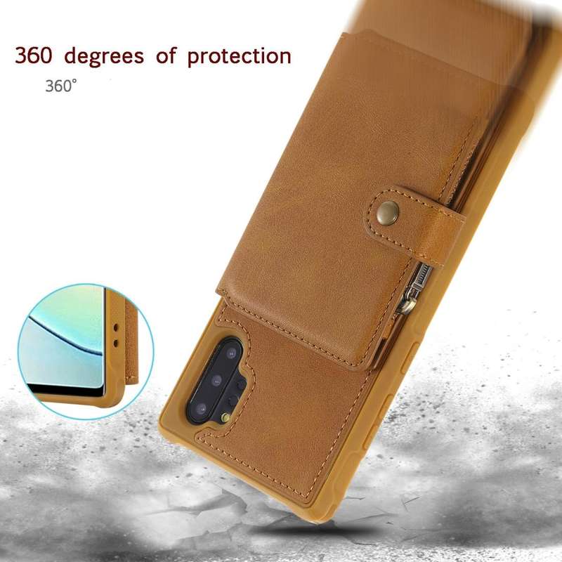 For Galaxy Note 10 Plus Buckle Zipper Shockproof Protective Case with Holder & Card Slots & Walle...