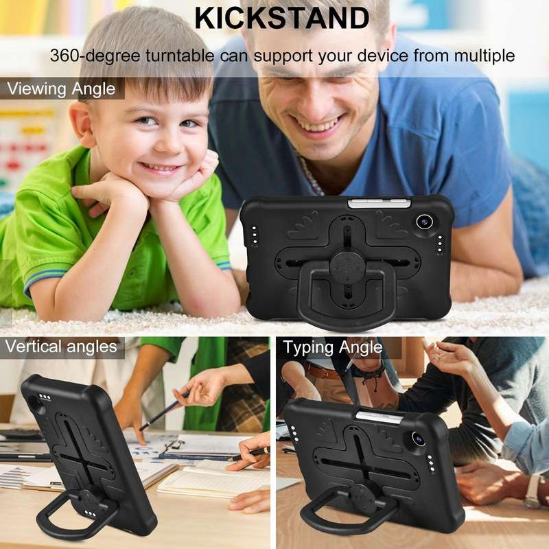 For Samsung Galaxy Tab A9 Shield 360 Rotation Handle EVA Shockproof PC Tablet Case(Black)