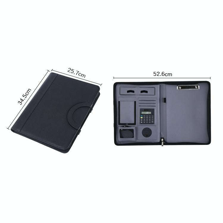 KC601 A4 Multifunctional Portable Folder Business Zipper Bag Leather Folder, Style: No Chargeable...