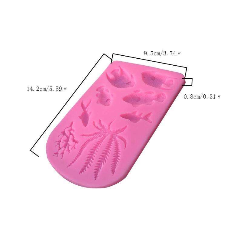 2 PCS Fondant Chocolate Dry Pes Fish Model Marine Animal Silicone Mould(Gray 50-1138)