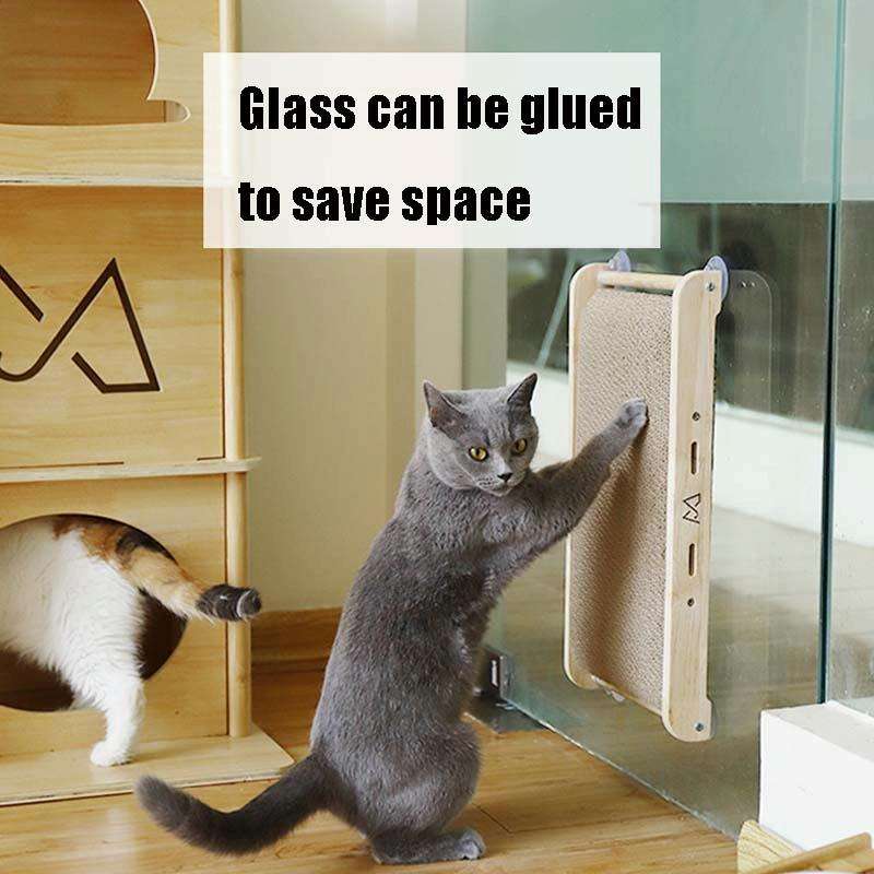 Solid Wood Vertical Cat Claw Board Corrugated Sofa Anti-Scratch Cat Toy(Primary Color)