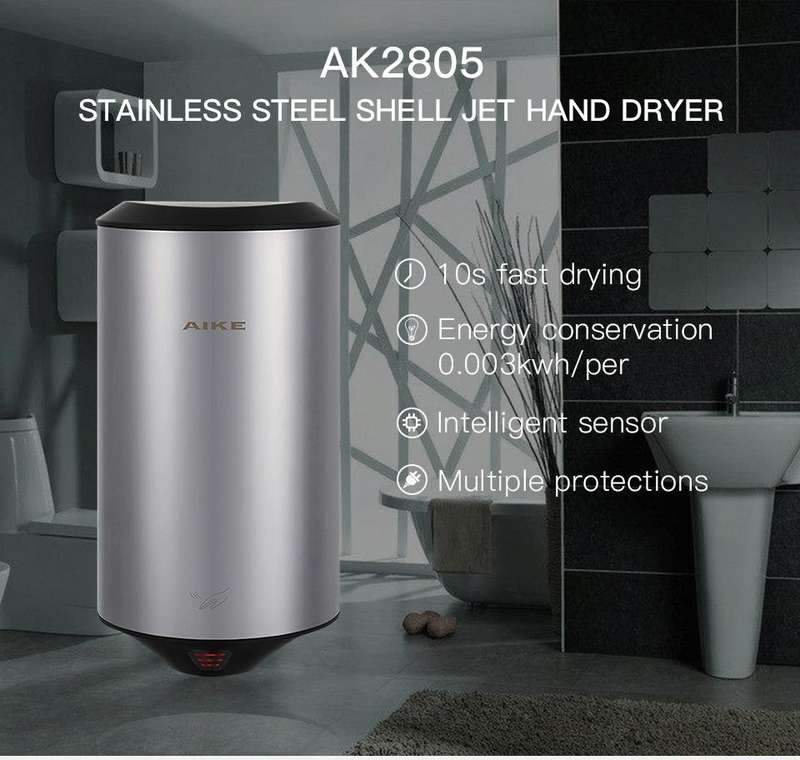 304 Stainless Steel Automatic SensorJet Hand Dryer High Speed Airflow for Home Hotel Airport Hand...