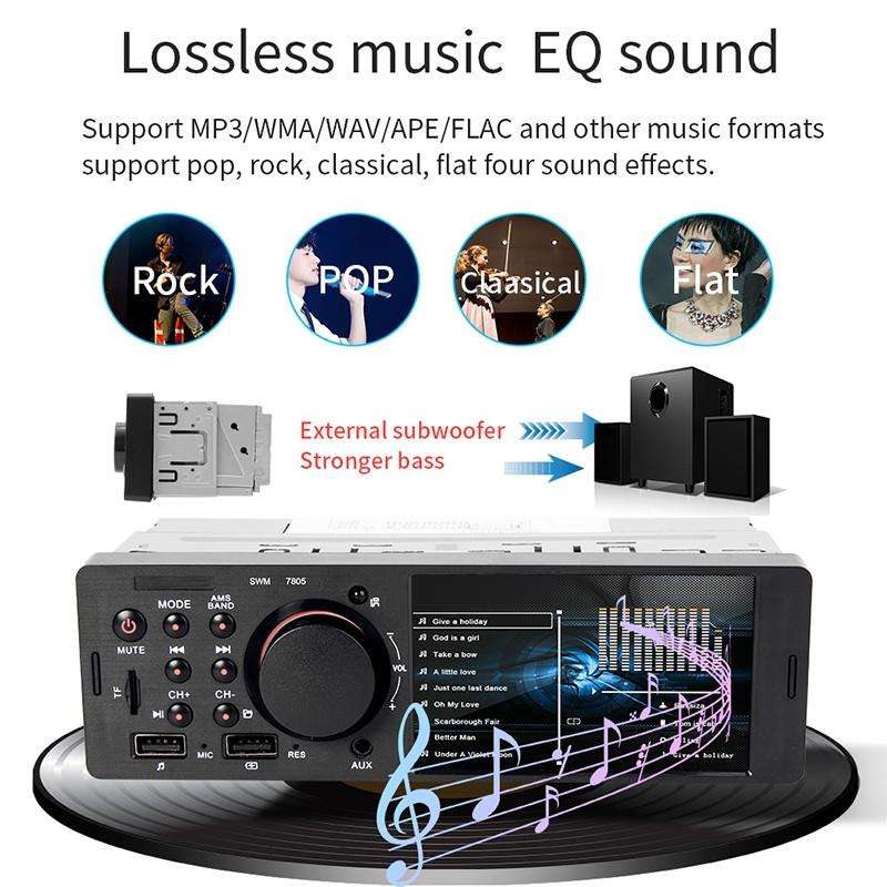 7805 4.1 inch Universal Car Radio Receiver MP5 Player, Support FM & Bluetooth & TF Card with Remo...