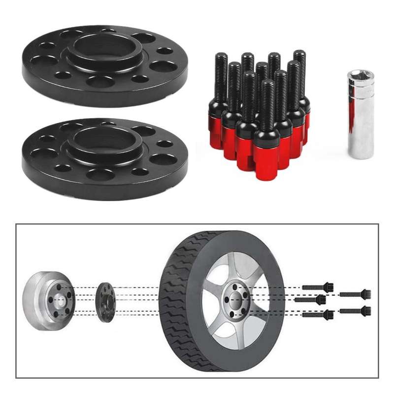 For Mercedes-Benz 15mm Car Modified Wheel Hub Flange Center Wheel Spacer with M12x1.5 Screws (Red)