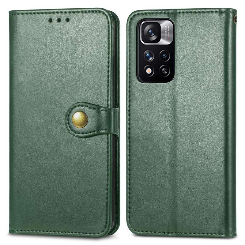 For Xiaomi Redmi Note 11 Pro / 11 Pro+ Retro Solid Color Buckle Leather Phone Case(Green)