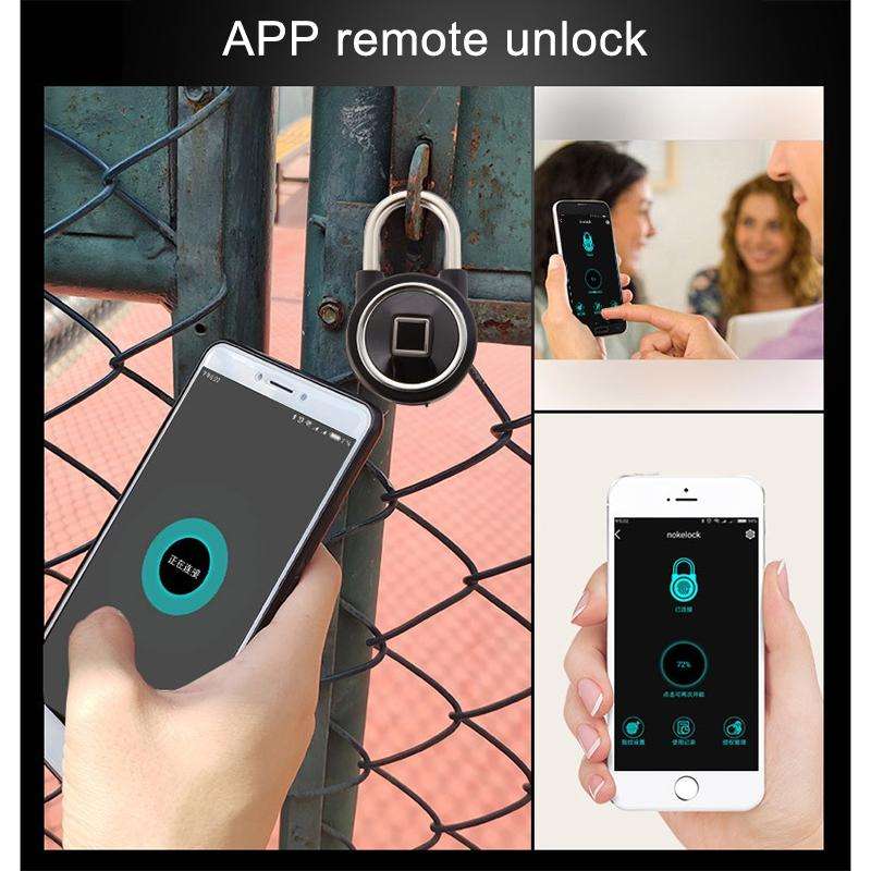 Waterproof Intelligent Bluetooth Fingerprint Padlock Remote Unlocking for iOS / Android(Silver)