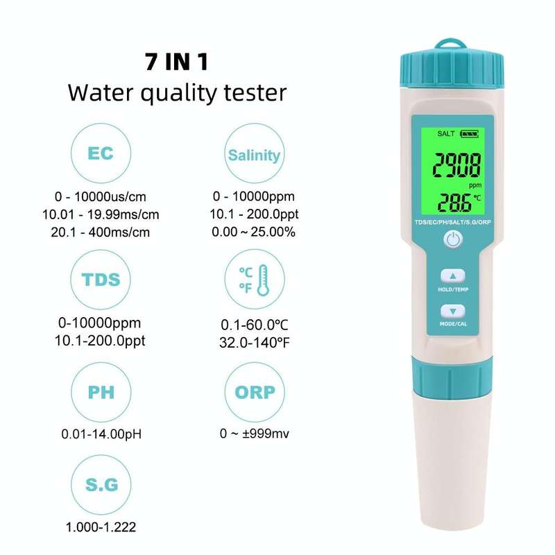 C-600A 7 In 1 Temperature/Salinity/PH/TDS/EC/ORP/SG Monitoring Pen(without Battery and Powder)