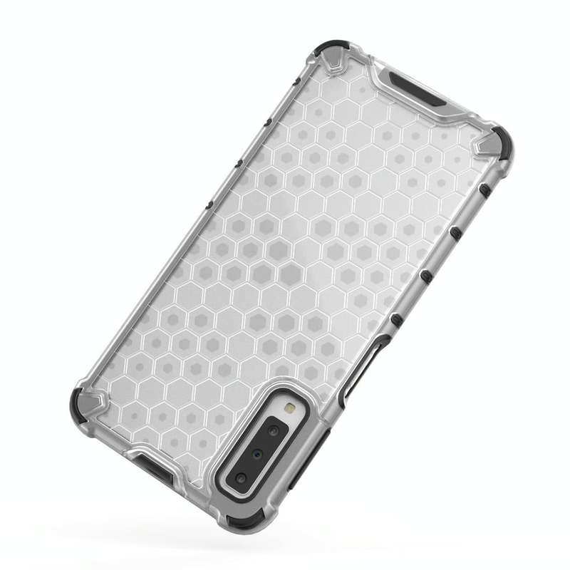Shockproof Honeycomb PC + TPU Case for Galaxy A7 (2018) (Grey)