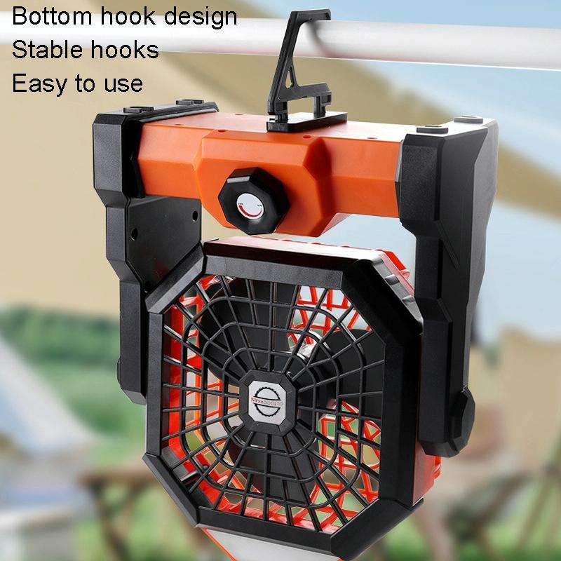 Outdoor Infinitely Variable Speed Portable Large Wind Charging Camping Lighting Fan(Black Orange)