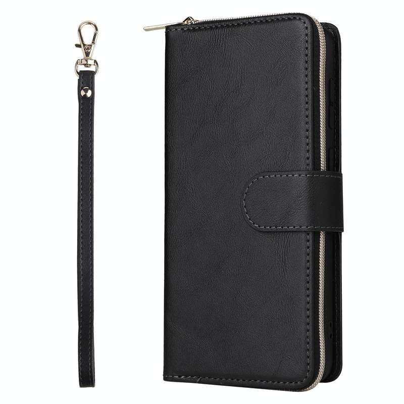 For Samsung Galaxy A23 9 Card Slots Zipper Wallet Bag Leather Phone Case(Black)