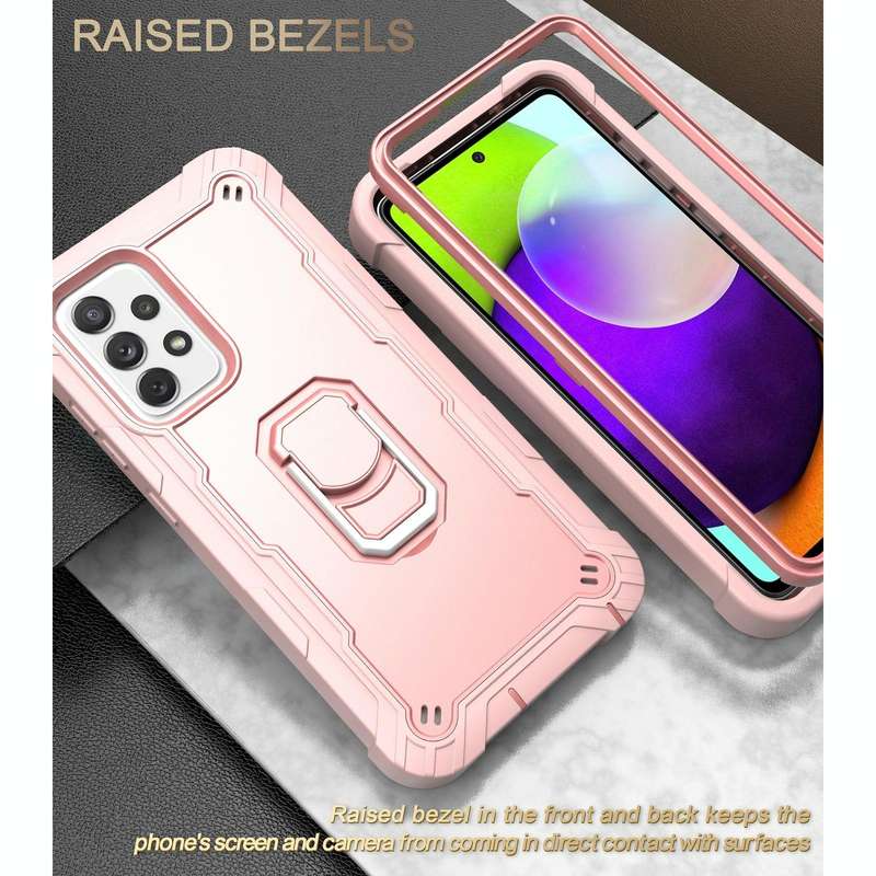For Samsung Galaxy A52 5G / 4G PC + Rubber 3-layers Shockproof Protective Case with Rotating Hold...