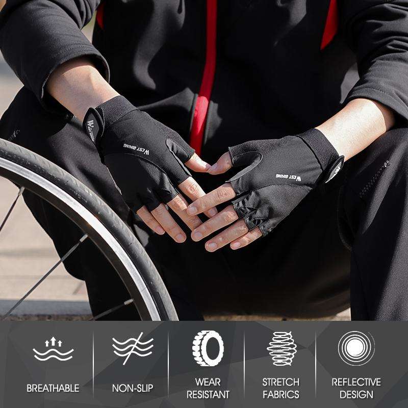 WEST BIKING YP0211210 Mountain Cycling Gloves Half Finger Breathable Anti-Slip Gloves Riding Equi...