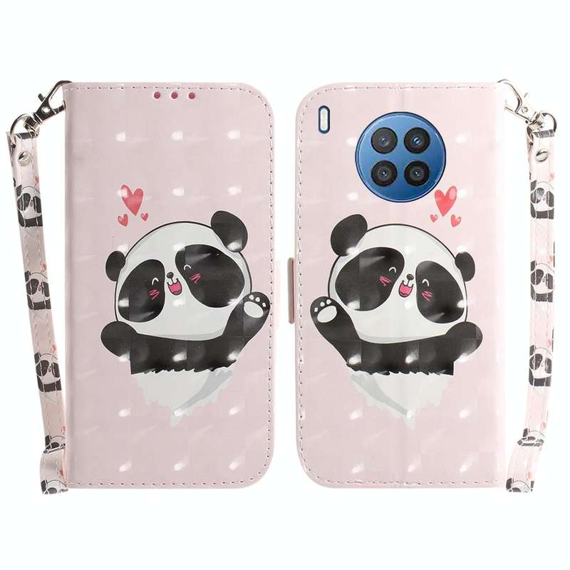 For Huawei nova 8i / Honor 50 3D Colored Horizontal Flip Leather Phone Case(Heart Panda)