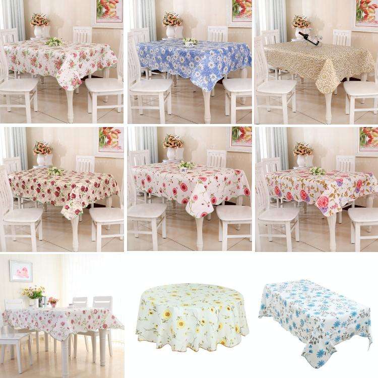 PEVA Oil&Water Resistant Coffee Table Tablecloth, Size: Round 152cm(Bicolor Flower)