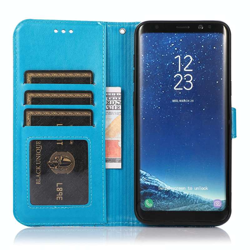 For Samsung Galaxy S8+ Skin Feel Embossed Sunflower Horizontal Flip Leather Case with Holder & Ca...