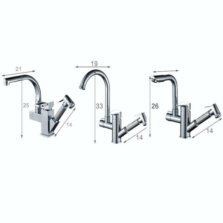 Kitchen Pull-Out Double Faucet Water Table Hot And Cold Water Faucet, Specification: Wheel Bendin...