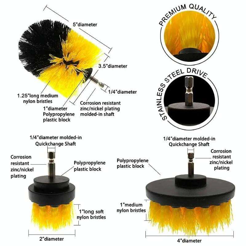 31pcs/set Electric Drill Brush Kitchen Bathroom Wall Cleaning Set(Yellow)