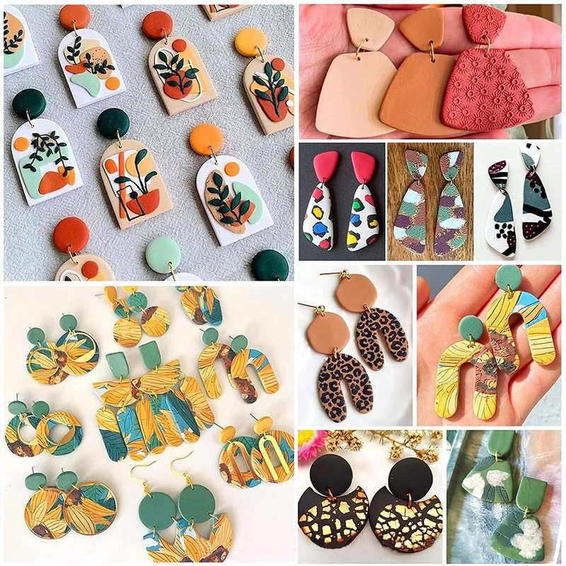 18 In 1 Soft Clay Earring Molds DIY Handmade Clay Cutter Clay Earrings Making Molds(Pink)