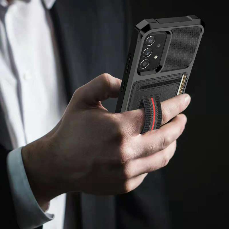 For Samsung Galaxy A73 5G ZM06 Card Bag TPU + Leather Phone Case(Black)