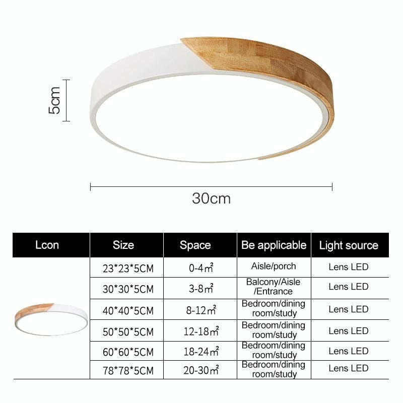 Wood Macaron LED Round Ceiling Lamp, Stepless Dimming, Size:23cm(White)