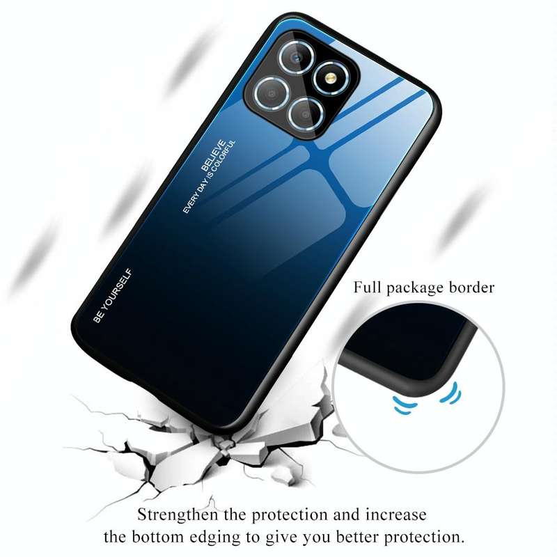 For Honor X8 Gradient Color Glass Phone Case(Pink Purple)