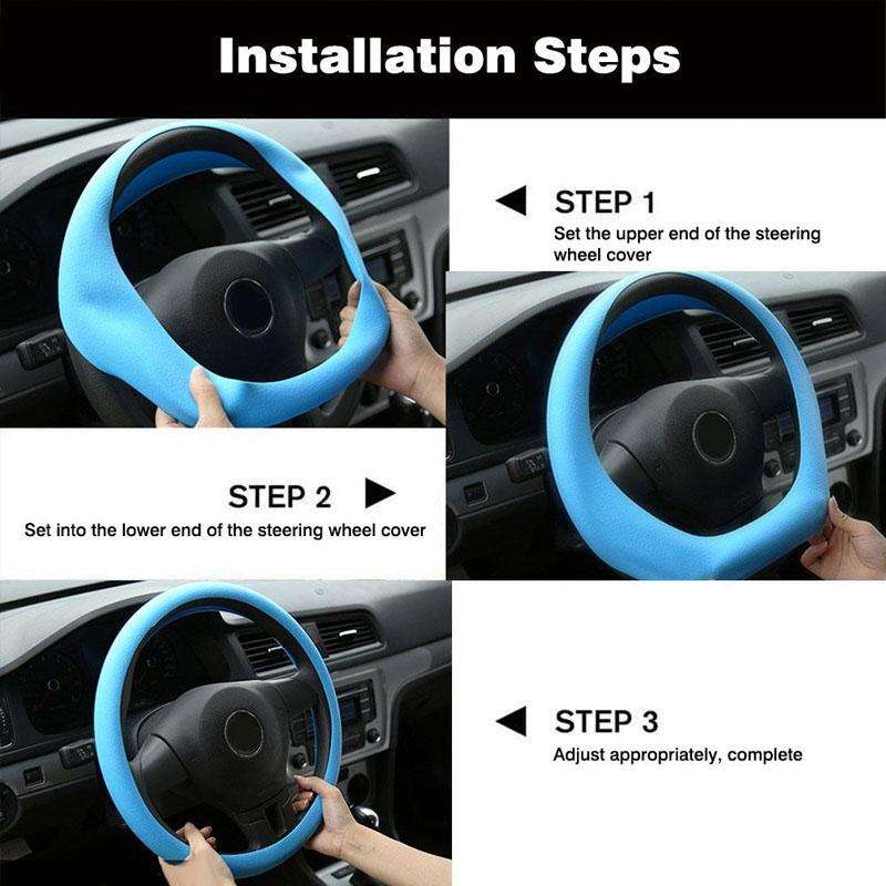 Silicone Rubber Car Steering Wheel Cover, Outside Diameter: 36cm(Blue)