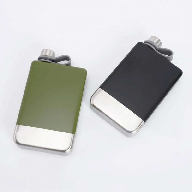 9oz Portable 304 Stainless Steel Flagon Whiskey Vodka Wine Pot Hip Flask(Military Green)