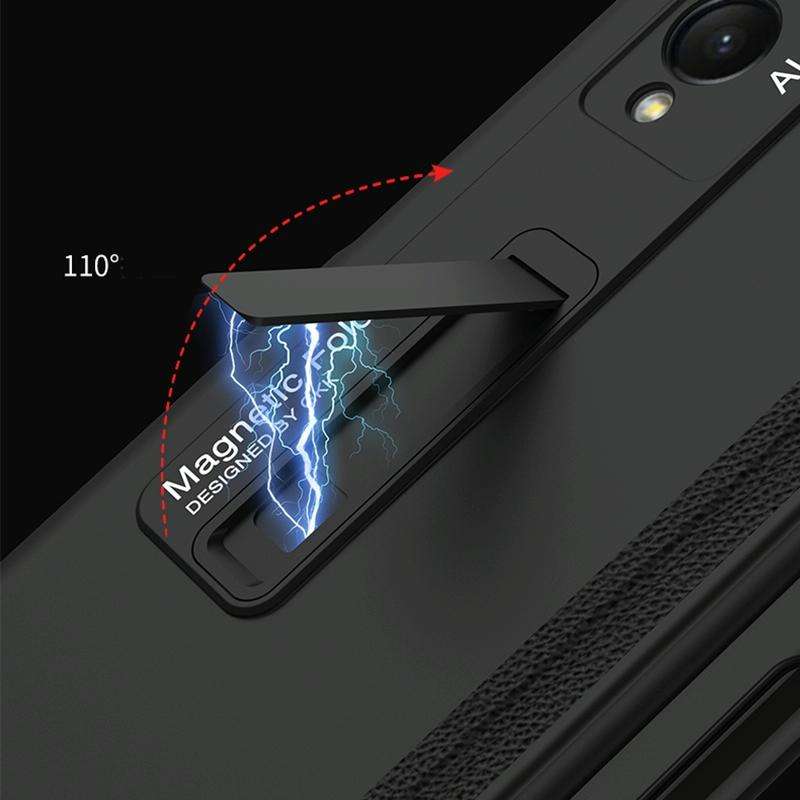 For Samsung Galaxy Z Fold3 5G GKK Magnetic Full Coverage Phone Flip Case with Pen Slot(Dark Green)