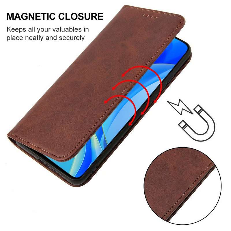 For Huawei Nova Y70 Magnetic Closure Leather Phone Case(Brown)